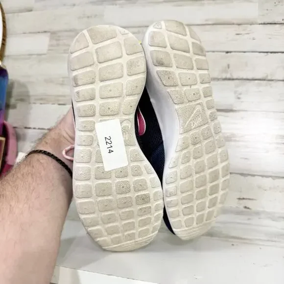 Nike Shoes Youth Size 5.5 Roshe Run Midnight Navy Pink Glow Running Sneakers - Picture 5 of 7